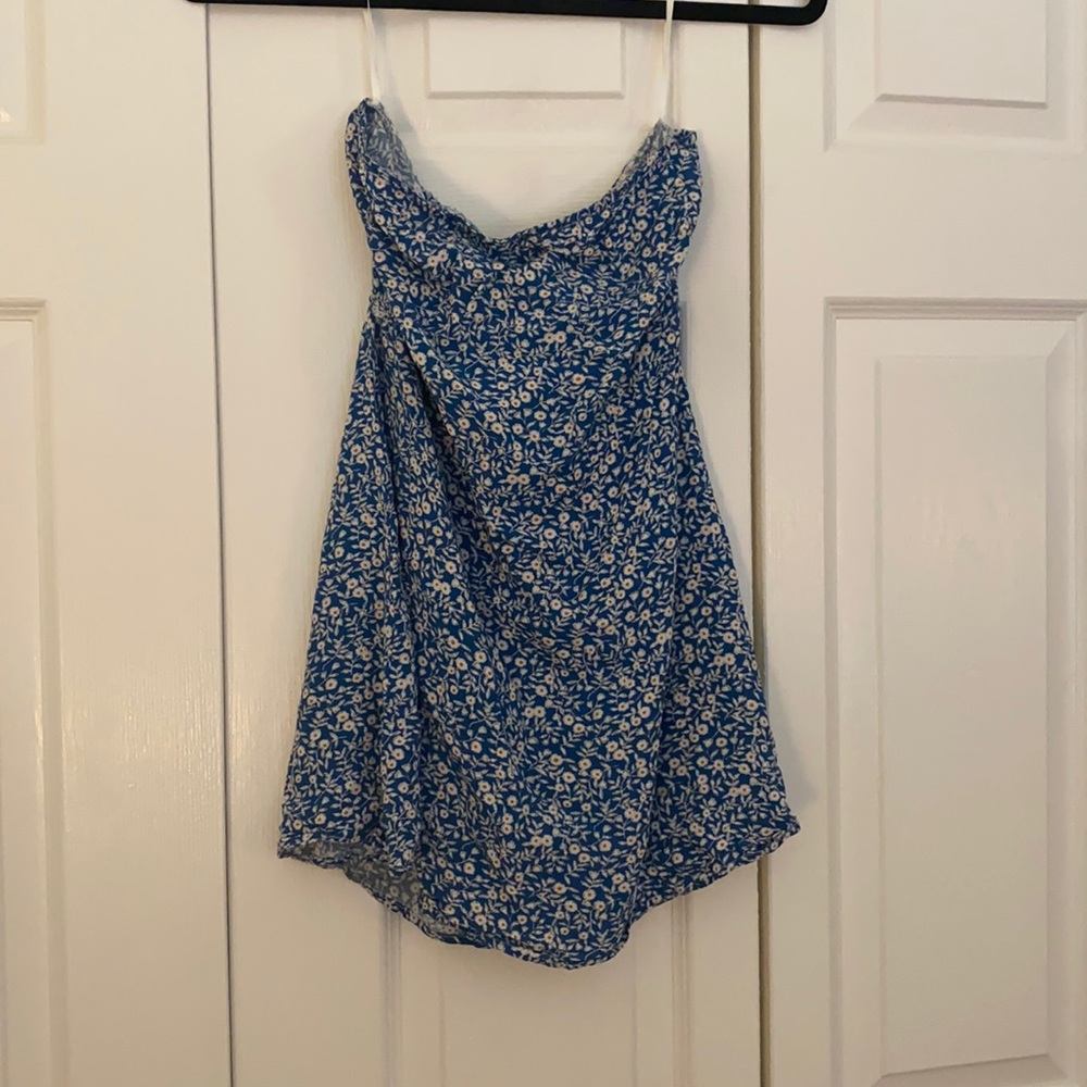 Blue Strapless Sundress